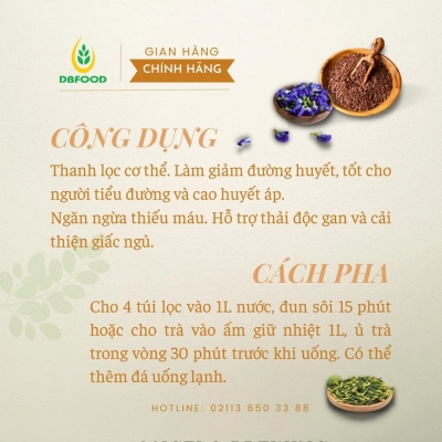Trà gạo lứt hữu cơ - Lá chùm ngây - Hộp 150g/20 túi lọc